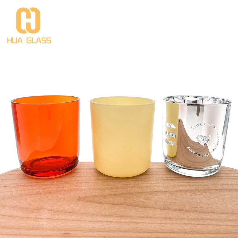 Tarros de vela de vidrio ámbar blanco negro de fondo redondo de 8 oz