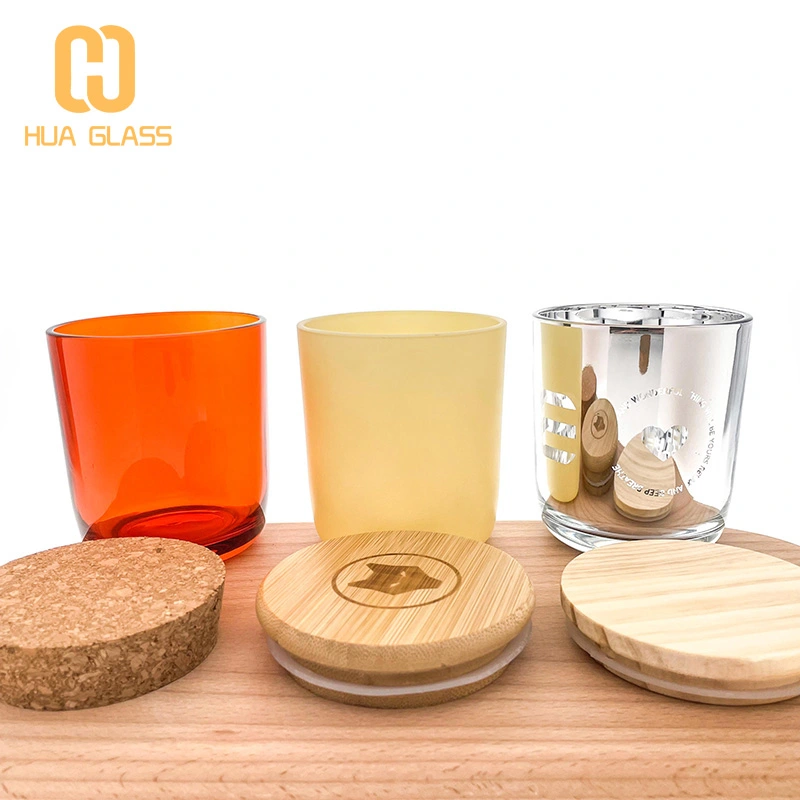 Tarros de vela de vidrio ámbar blanco negro de fondo redondo de 8 oz