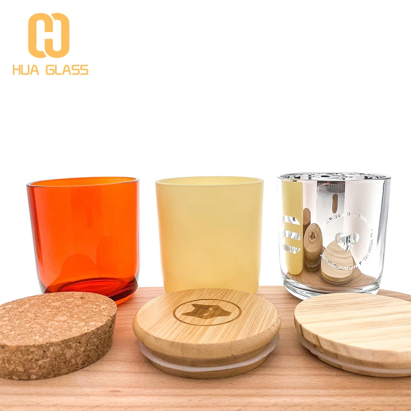 Tarros de vela de vidrio ámbar blanco negro de fondo redondo de 8 oz