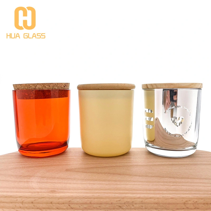 Tarros de vela de vidrio ámbar blanco negro de fondo redondo de 8 oz