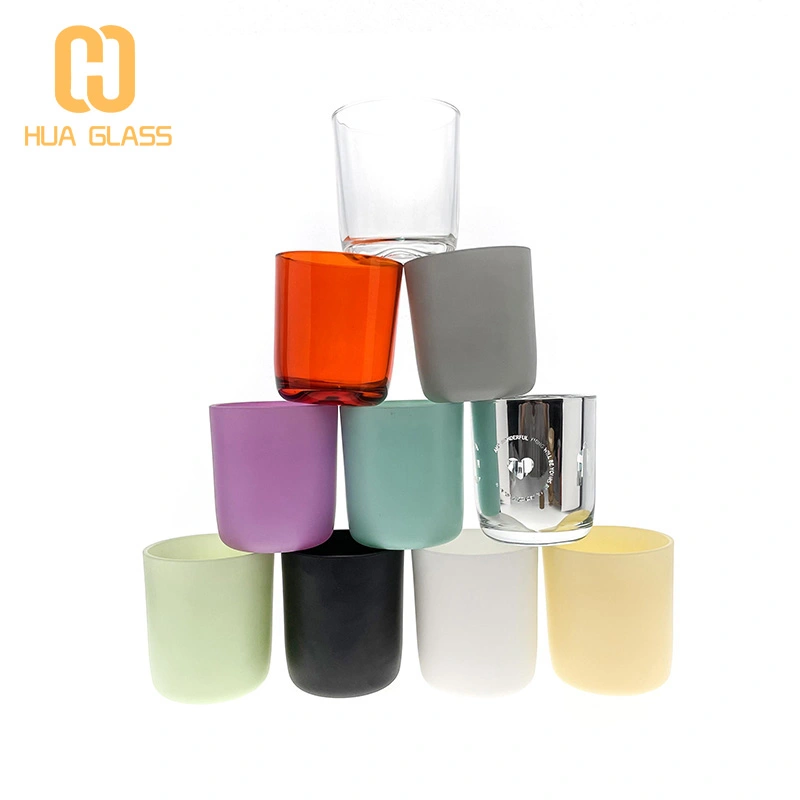 Tarros de vela de vidrio ámbar blanco negro de fondo redondo de 8 oz