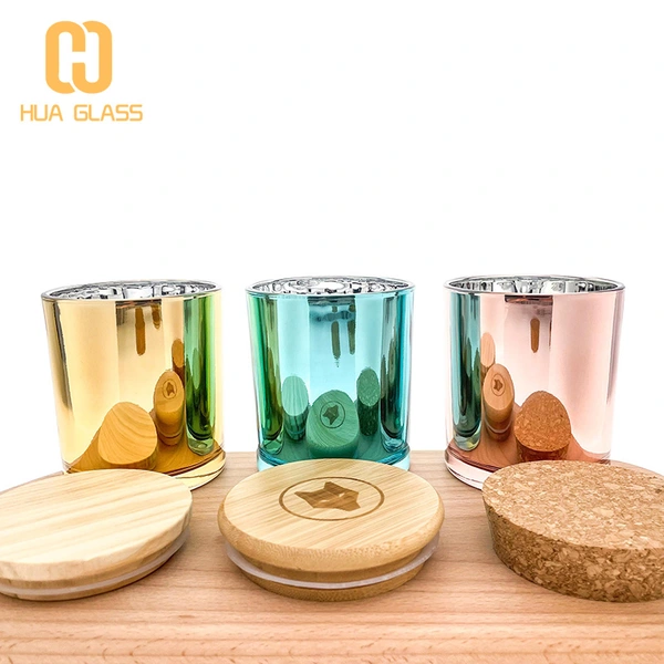 bougeoirs en verre de bougie de luxe galvanisés