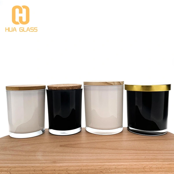 داخل برطمانات شمعة بيضاء سوداء مطلية برطمانات زجاجية بكميات كبيرة