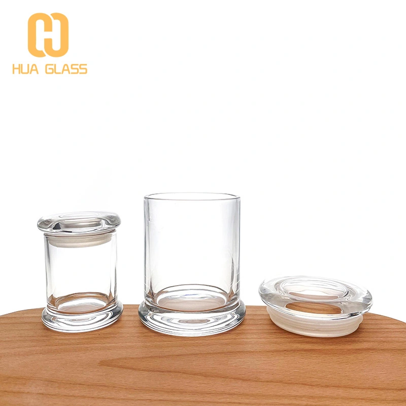 pots de bougie en gros pot de bougie en verre clair avec couvercle