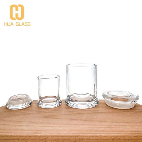 pots de bougie en gros pot de bougie en verre clair avec couvercle