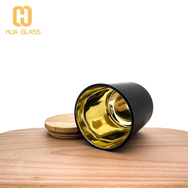 à l'intérieur de l'or galvanisé noir mat bougie bocal en verre bougeoirs en verre