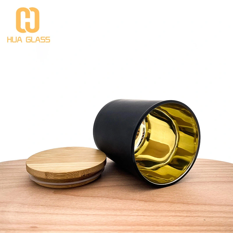 à l'intérieur de l'or galvanisé noir mat bougie bocal en verre bougeoirs en verre