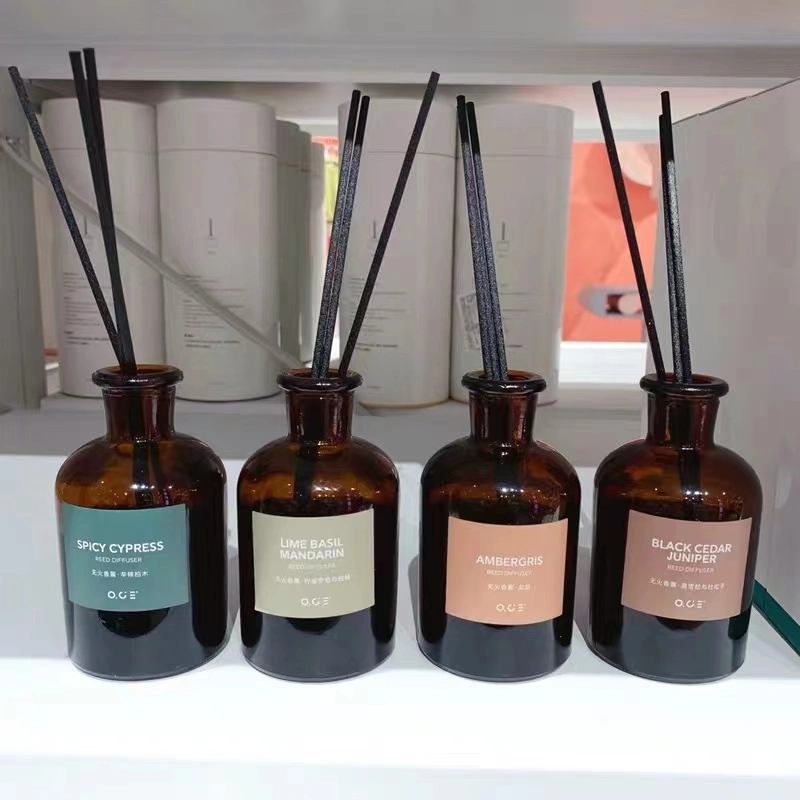 Bouteille de diffuseur de roseau en verre rond ambre de 120 ml bouteille de diffuseur de maison  