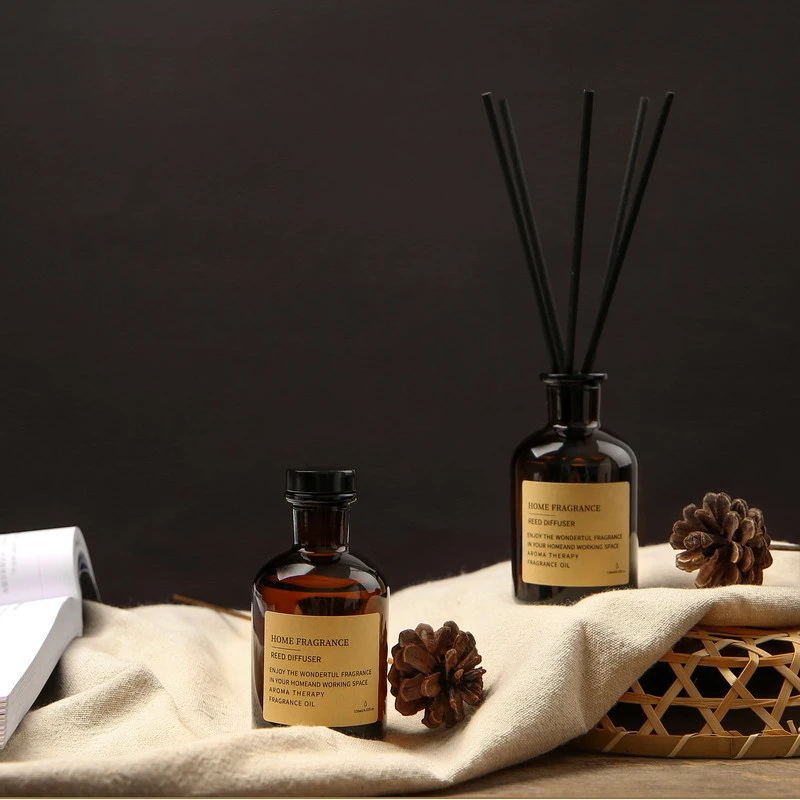 Bouteille de diffuseur de roseau en verre rond ambre de 120 ml bouteille de diffuseur de maison  