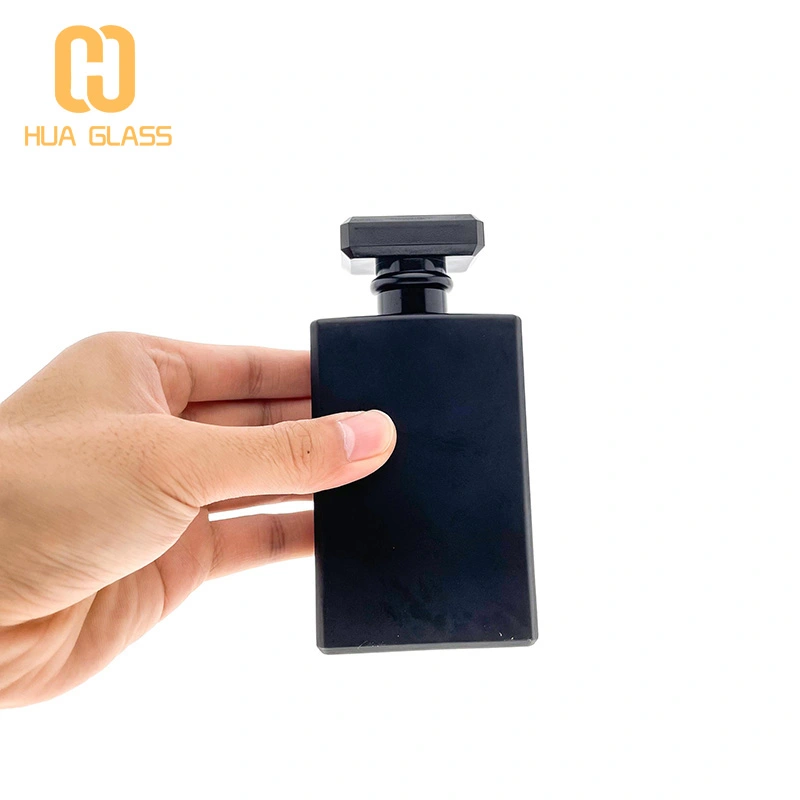 Frasco de perfume de vidrio esmerilado negro mate de 30 ml, 50 ml, 100 ml