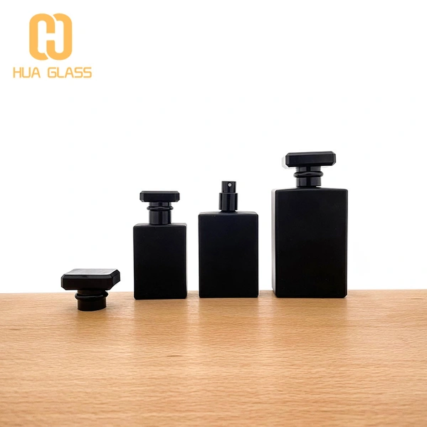 Frasco de perfume de vidrio esmerilado negro mate de 30 ml, 50 ml, 100 ml