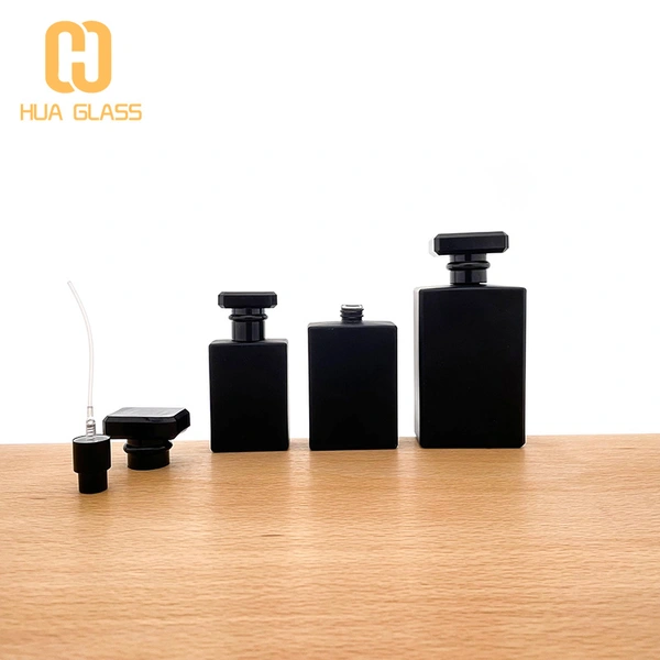 Frasco de perfume de vidrio esmerilado negro mate de 30 ml, 50 ml, 100 ml