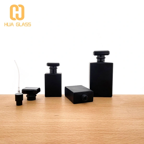 Frasco de perfume de vidrio esmerilado negro mate de 30 ml, 50 ml, 100 ml