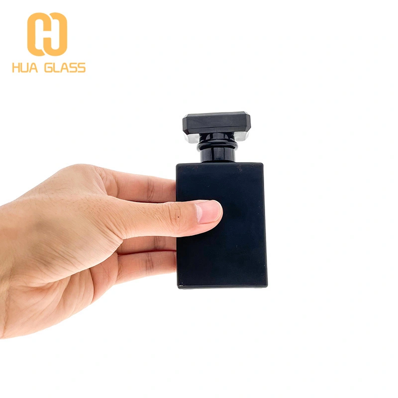 Frasco de perfume de vidrio esmerilado negro mate de 30 ml, 50 ml, 100 ml