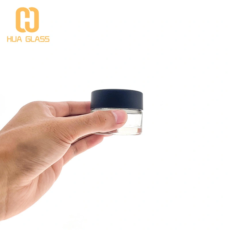 smell proof black lid 1oz 2oz 3oz 3.5oz stash oil Glass Cannabis Jars 