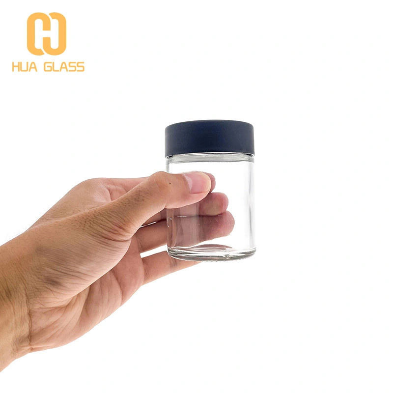 smell proof black lid 1oz 2oz 3oz 3.5oz stash oil Glass Cannabis Jars 