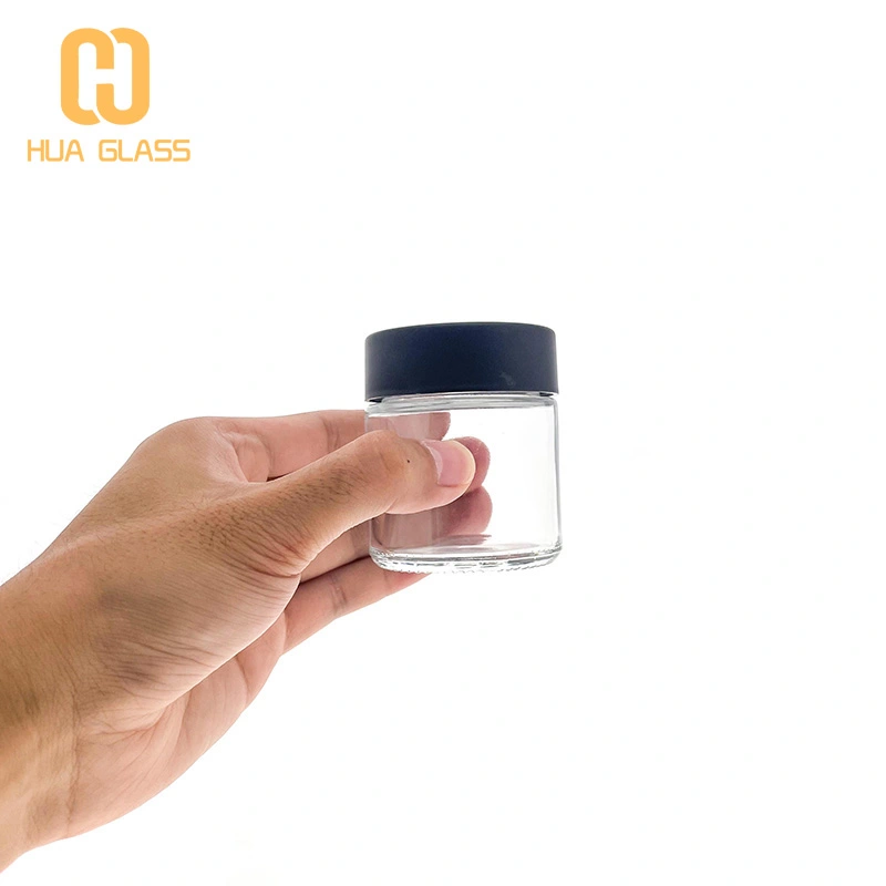 smell proof black lid 1oz 2oz 3oz 3.5oz stash oil Glass Cannabis Jars 