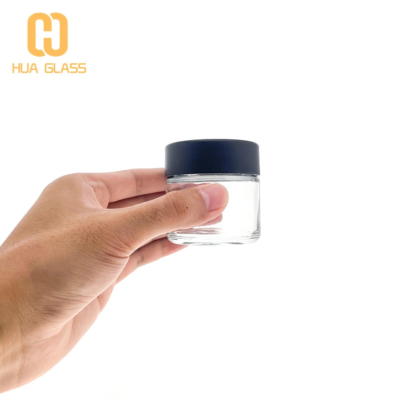 smell proof black lid 1oz 2oz 3oz 3.5oz stash oil Glass Cannabis Jars 