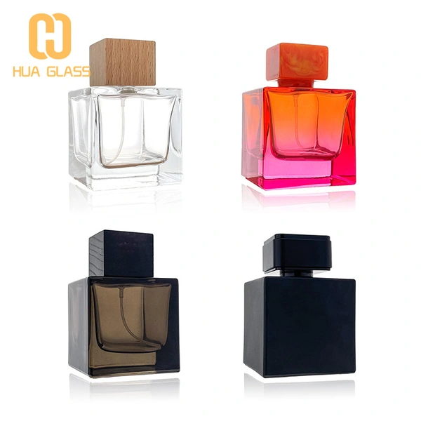 100ml square perfume bottle with wooden cap/abs cap 