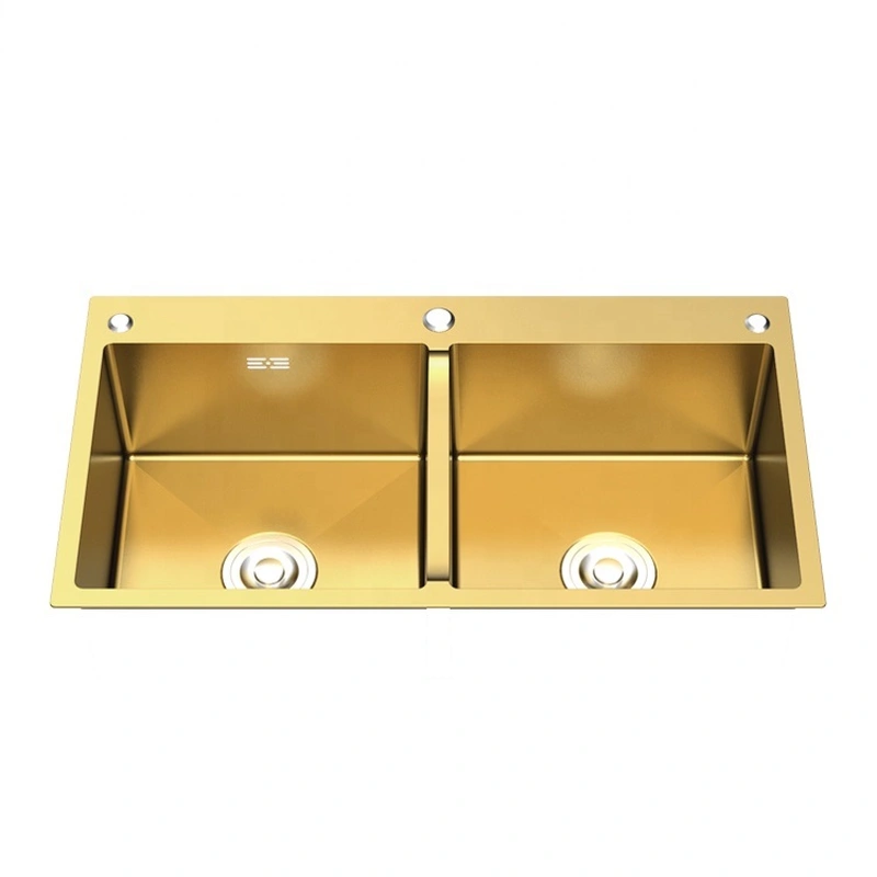 أحواض عاء مزدوجة ذهبية عالية الجودة - هوايو ، مصنع أحواض مطبخ عالي الجودة 