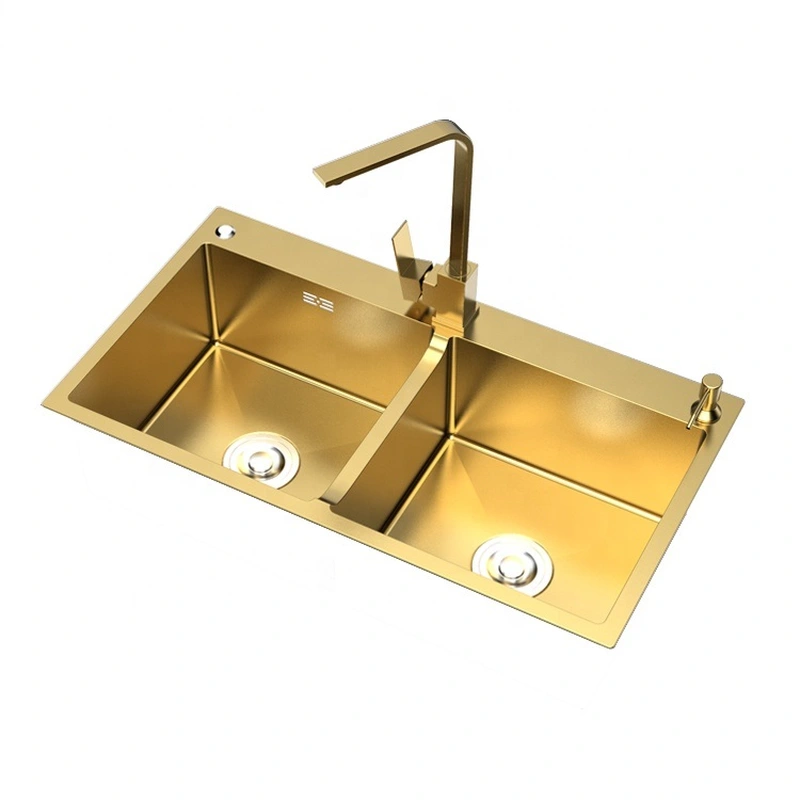أحواض عاء مزدوجة ذهبية عالية الجودة - هوايو ، مصنع أحواض مطبخ عالي الجودة 