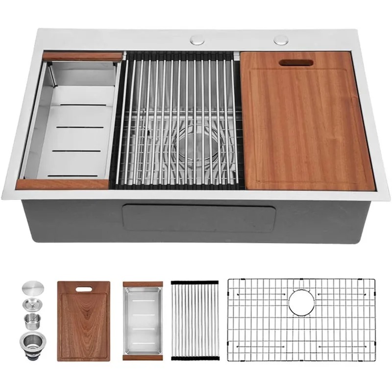 Gudsink Topmount Stainless Steel Kitchen Sink Single Bowl Built-in Layer