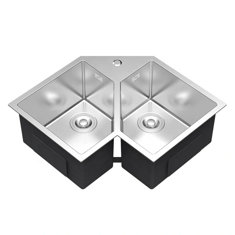 Gudsink Corner Double Bowl Stainless Steel Kitchen Sink Handmade sink