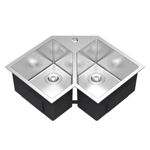 Gudsink Corner Double Bowl Stainless Steel Kitchen Sink Handmade sink
