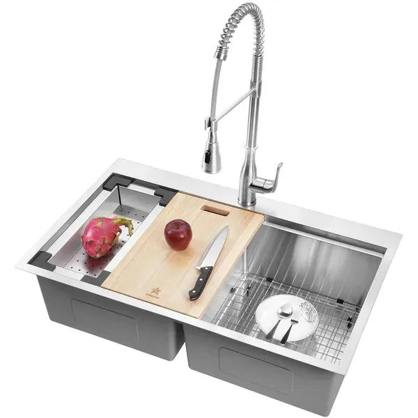 Gudsink Drop-in Tight Radius Built-in Layer Stainless Steel Topmount Kitchen Sink Single Bowl