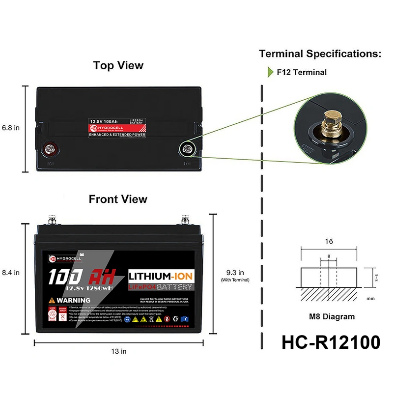 ciclos profundos 12v lifepo4 bateria de lítio com 5 anos de garantia