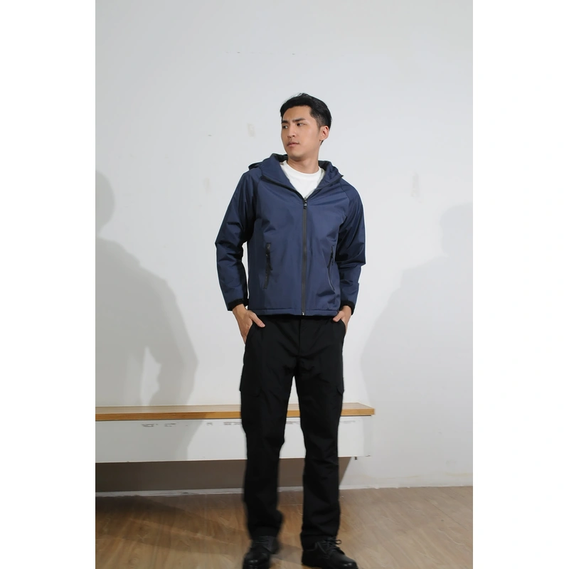 BD-MO-172 Hooded windbreaker waterproof and windproof design hiking outdoor sports real person trying on model demonstration