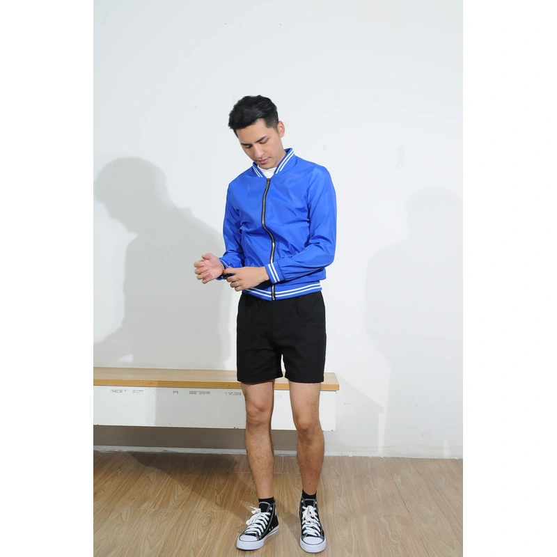 BD-MO-176 Design baseball waterproof, windproof and windproof jacket Customized stand-up collar hitting color strip Outdoor sports Hiking Running Real-life try-on Model demonstration