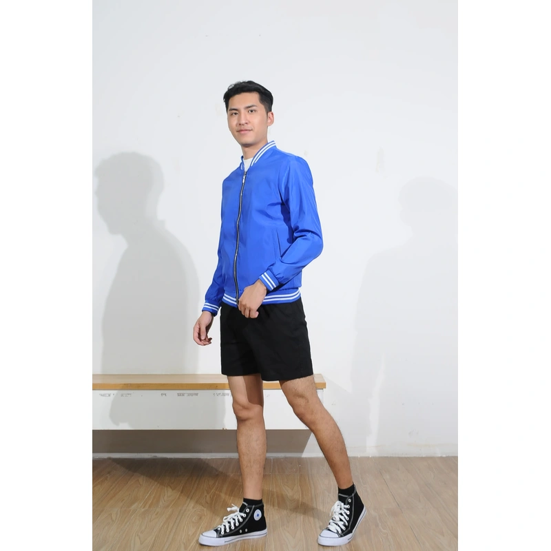 BD-MO-176 Design baseball waterproof, windproof and windproof jacket Customized stand-up collar hitting color strip Outdoor sports Hiking Running Real-life try-on Model demonstration