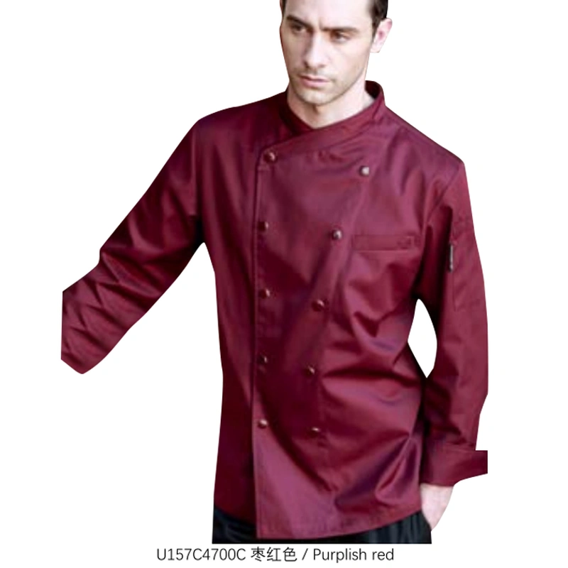 BD-MO187 Custom-made maroon chef uniform