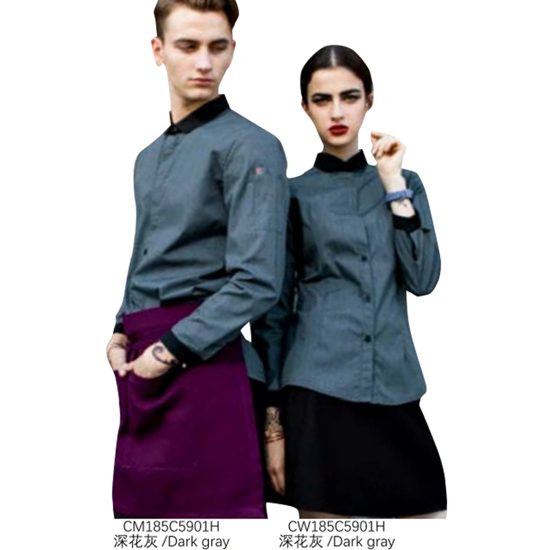 bd-mo217 設計帶有對比色領的廚師制服 