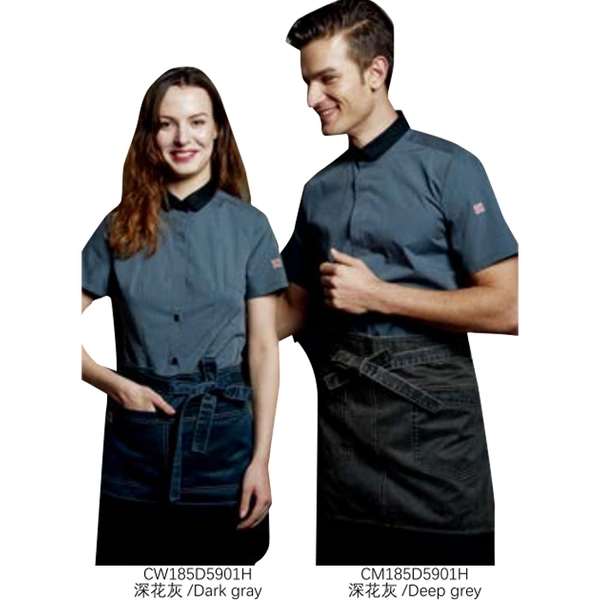 bd-mo217 設計帶有對比色領的廚師制服 