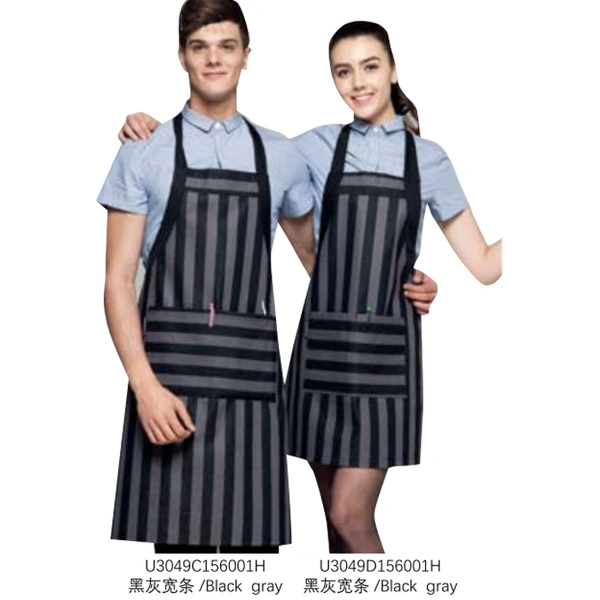 BD-MO231  Design black and gray wide striped halter apron