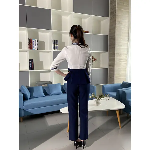 BD-MO-093 Order Korean reception uniform, bow neckline design, spring and summer dress, waist repair, dignified and comfortable
