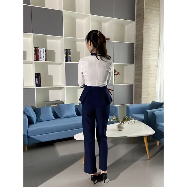 BD-MO-093 Order Korean reception uniform, bow neckline design, spring and summer dress, waist repair, dignified and comfortable
