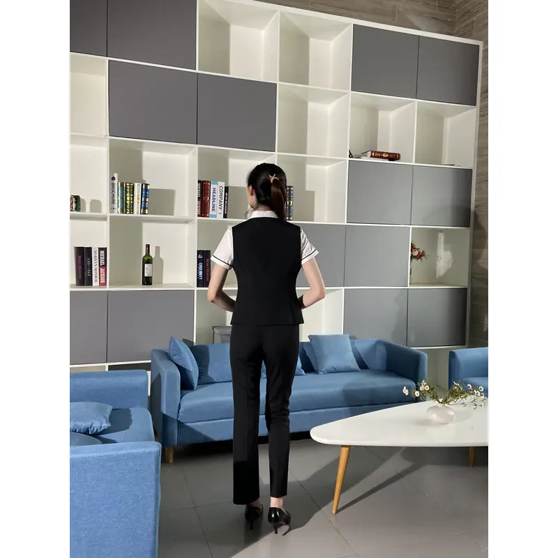 BD-MO-094  Design three buckle waist front desk uniforms Order hotel front desk uniforms Professional suits