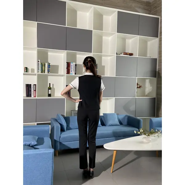 BD-MO-094  Design three buckle waist front desk uniforms Order hotel front desk uniforms Professional suits