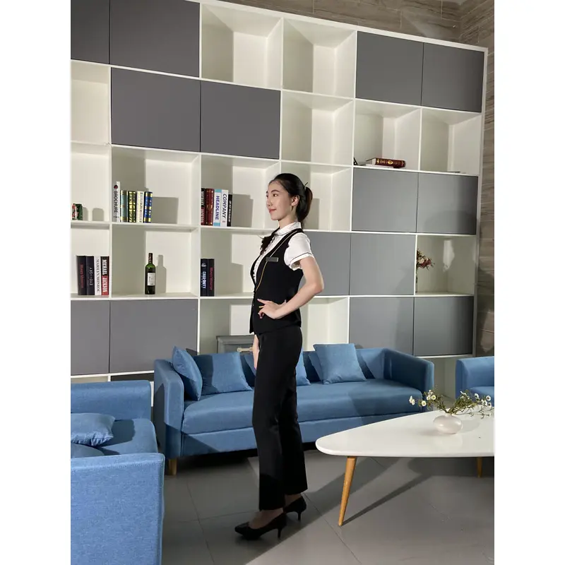 BD-MO-094  Design three buckle waist front desk uniforms Order hotel front desk uniforms Professional suits
