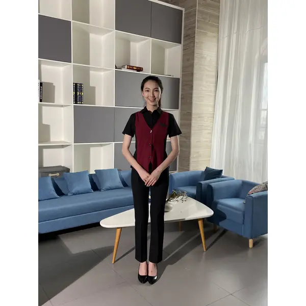 BD-MO-096  Model display Custom-made v-neck ruffled blouse Comfortable and elegant Front desk uniform shop