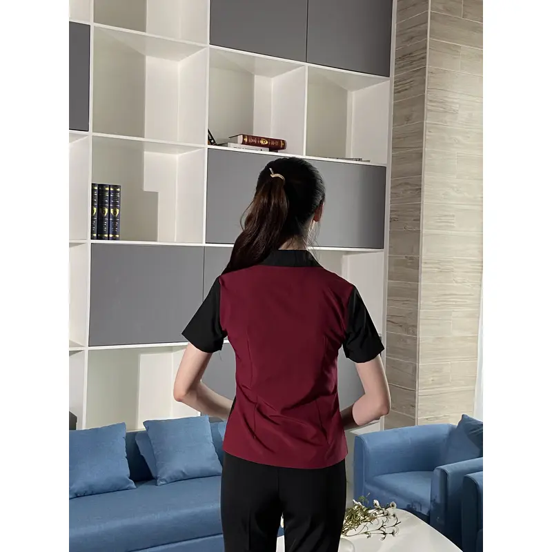 BD-MO-095  Design fake two pieces of front desk uniform, slim and comfortable front desk uniform factory