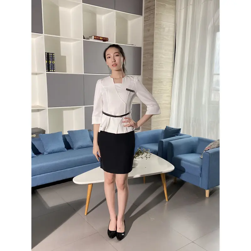 BD-MO-096  Model display Custom-made v-neck ruffled blouse Comfortable and elegant Front desk uniform shop