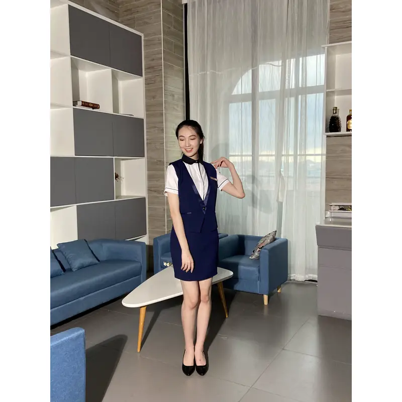 BD-MO-100  Design a slim-fit front desk uniform, drape, wide, wrinkle-resistant, and feel supple