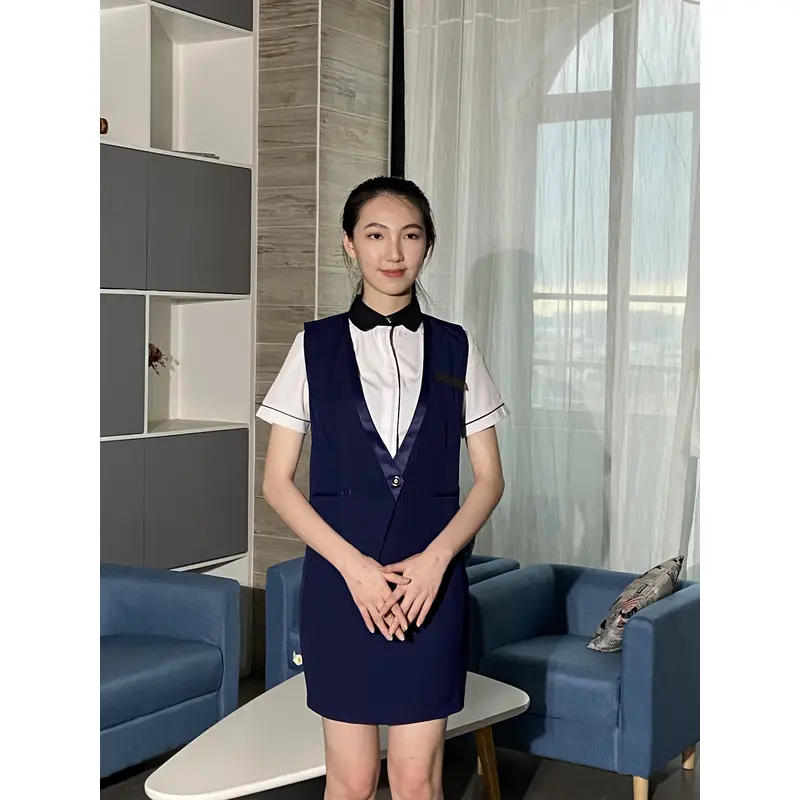 BD-MO-100  Design a slim-fit front desk uniform, drape, wide, wrinkle-resistant, and feel supple