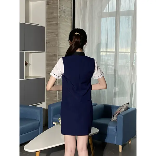 BD-MO-100  Design a slim-fit front desk uniform, drape, wide, wrinkle-resistant, and feel supple