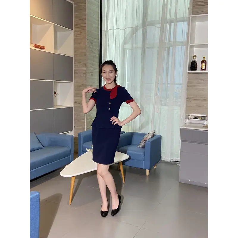 BD-MO-103  Model display, design stitching, contrast color, soft and wrinkle-resistant, front desk uniform manufacturer