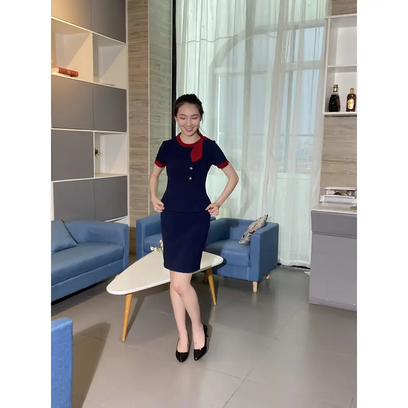 BD-MO-103  Model display, design stitching, contrast color, soft and wrinkle-resistant, front desk uniform manufacturer